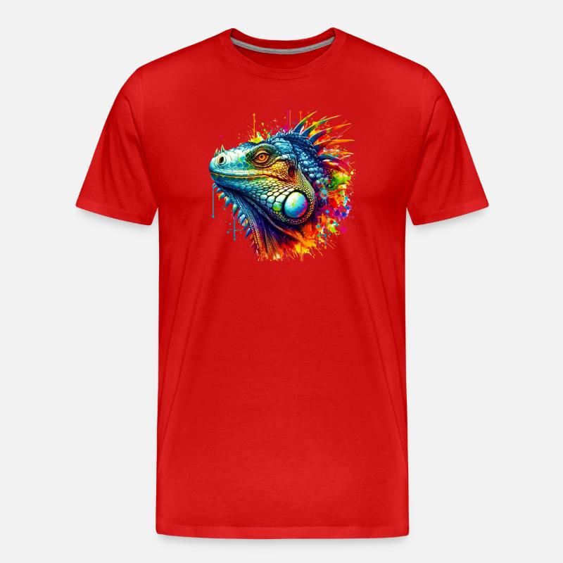 Leguan - Männer Premium Bio T-Shirt - Rot