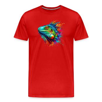 Iguane - T-shirt bio Premium Homme - rouge - Devant - Damien (186cm)