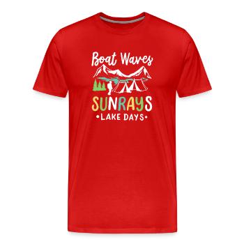 Boot Wellen See Tage - Männer Premium Bio T-Shirt - Rot - Vorne - Damien (186cm)
