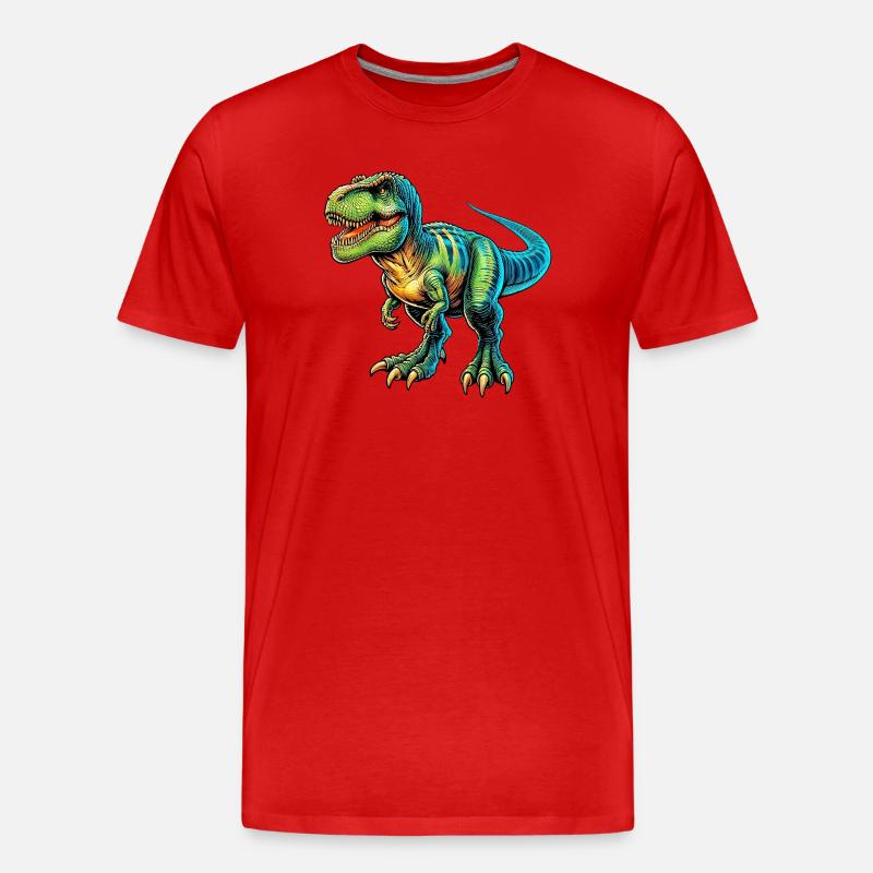 Dinosaurier - Männer Premium Bio T-Shirt - Rot