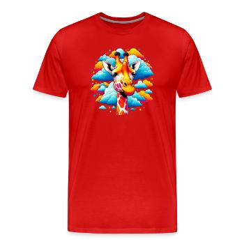 Giraffe with head in cloud clouds - Men's Premium Organic T-Shirt - red - Front - Damien (186cm)