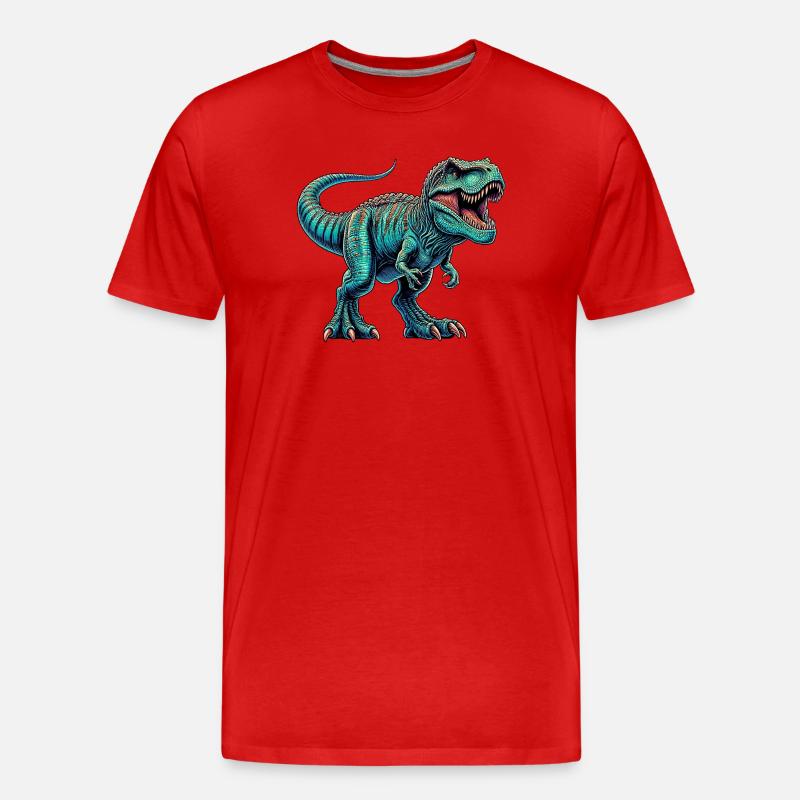 Dinosaurier - Männer Premium Bio T-Shirt - Rot