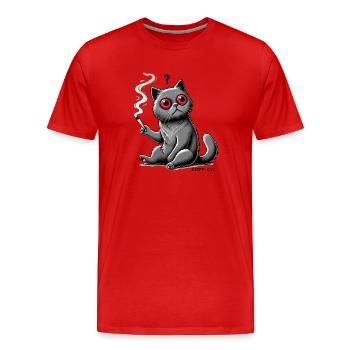 Kiffy Cat // Le chat confus avec l’articulation - T-shirt bio Premium Homme - rouge - Devant - Damien (186cm)