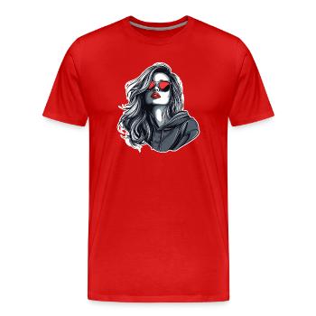Fille à capuche grise glamure - T-shirt bio Premium Homme - rouge - Devant - Damien (186cm)