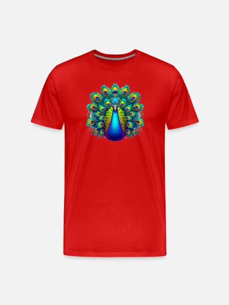 Peacock - Men's Premium Organic T-Shirt - red