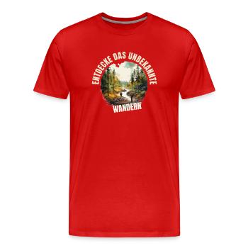 Entdecke das Unbekannte - Männer Premium Bio T-Shirt - Rot - Vorne - Damien (186cm)