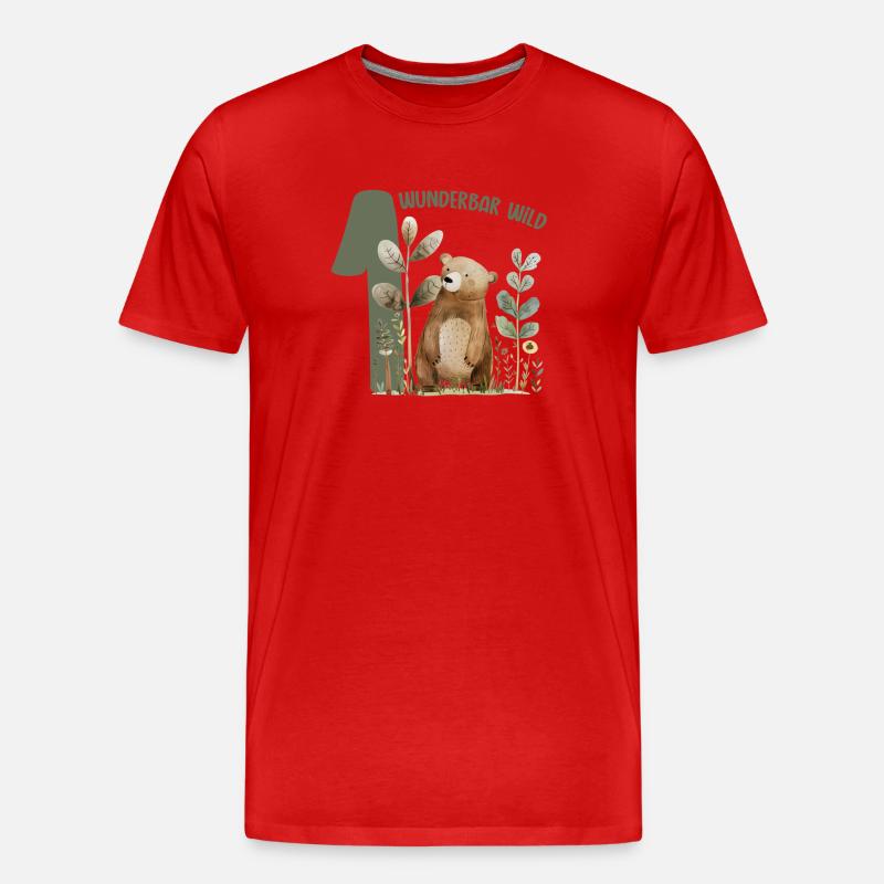 Wunderbar Wild Bärwald Illustration - Männer Premium Bio T-Shirt - Rot