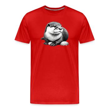 Otter - Männer Premium Bio T-Shirt - Rot - Vorne - Damien (186cm)