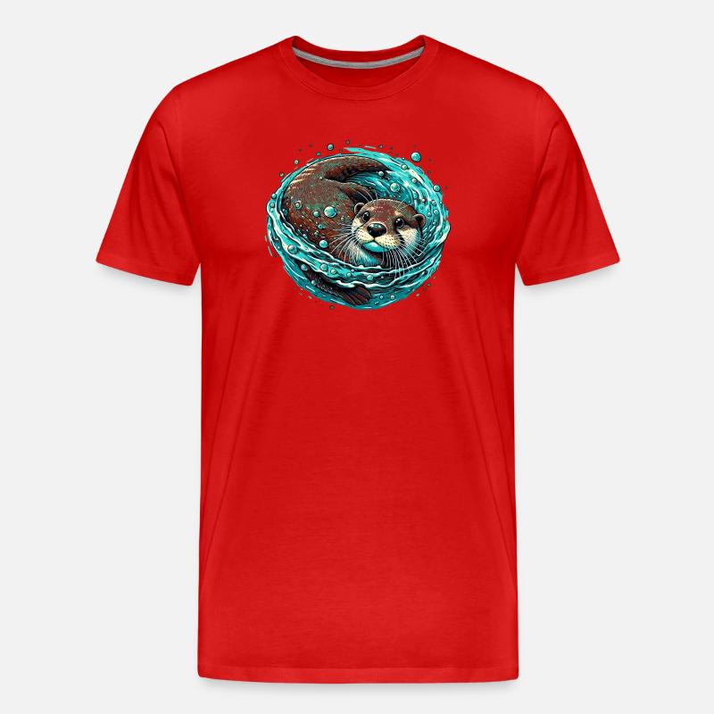 Otter - Männer Premium Bio T-Shirt - Rot
