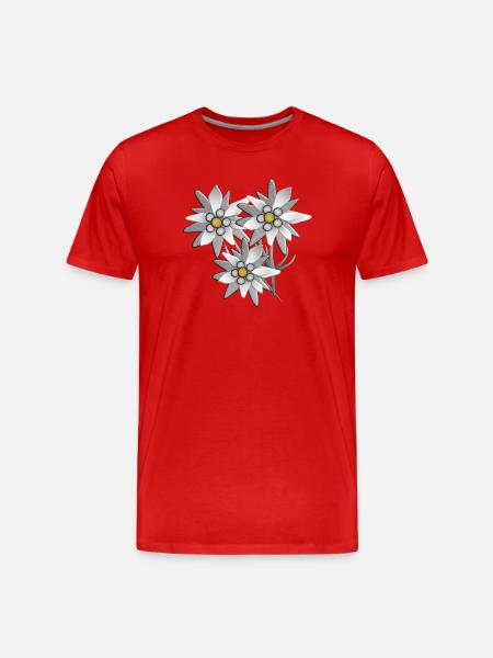 Snow white edelweiss flower print - Men's Premium Organic T-Shirt - red