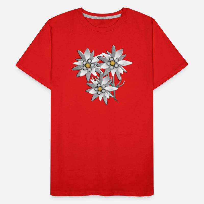 Imprimé fleur d’edelweiss blanc comme neige T-shirt bio Premium Homme