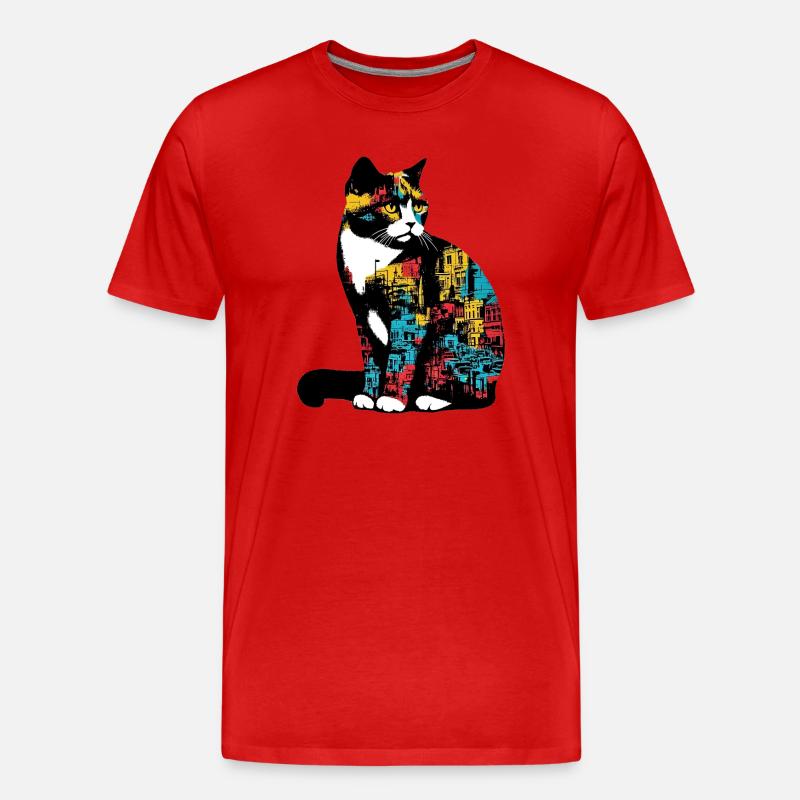 Katze - Männer Premium Bio T-Shirt - Rot