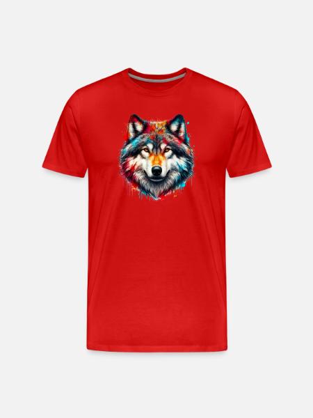 Wolf - Men's Premium Organic T-Shirt - red