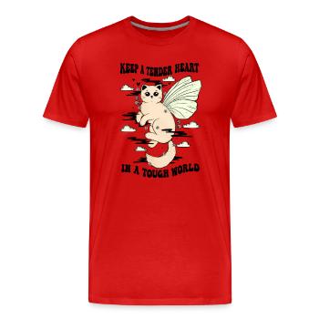 Whimsical Cat - Men's Premium Organic T-Shirt - red - Front - Damien (186cm)