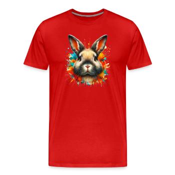 Kaninchen - Männer Premium Bio T-Shirt - Rot - Vorne - Damien (186cm)