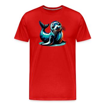 Phoque - T-shirt bio Premium Homme - rouge - Devant - Damien (186cm)
