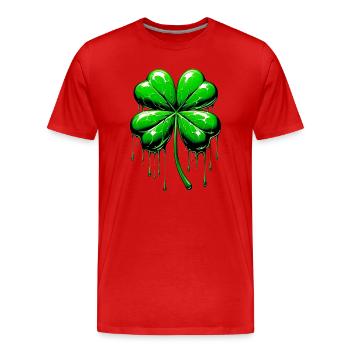 Trèfle à quatre feuilles - T-shirt bio Premium Homme - rouge - Devant - Damien (186cm)