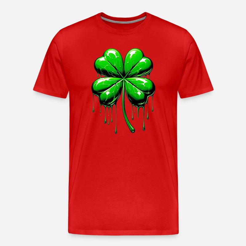 Vierblättriges Kleeblatt - Männer Premium Bio T-Shirt - Rot