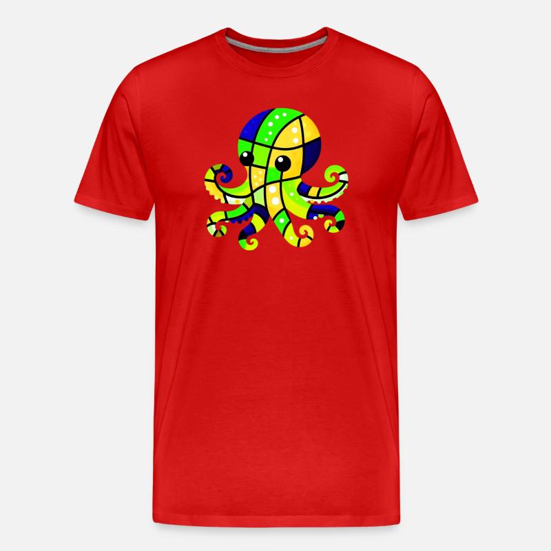 Krake - Männer Premium Bio T-Shirt - Rot