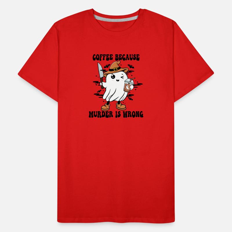 Ghost Witch with Coffee  Men's Premium Organic T-Shirt
