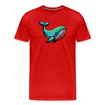 Whale - Men's Premium Organic T-Shirt - red - Front - Damien (186cm)