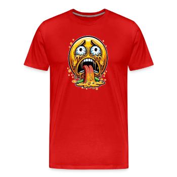 Kotz Attacke Gesicht - Männer Premium Bio T-Shirt - Rot - Vorne - Damien (186cm)