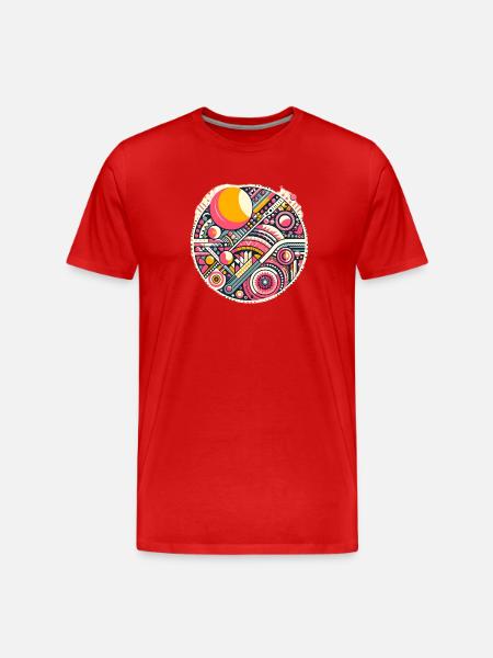 Neon Geometry — Orbit Bloom - Männer Premium Bio T-Shirt - Rot