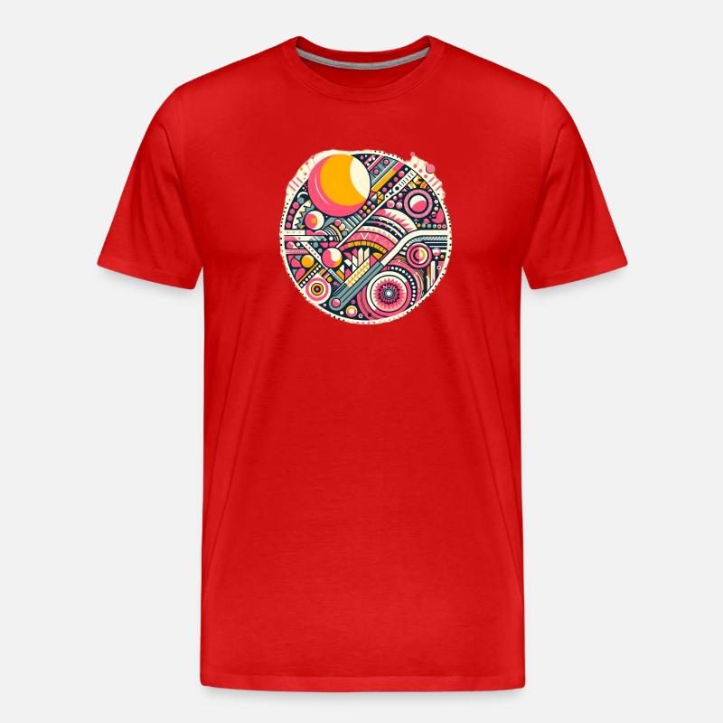Neon Geometry — Orbit Bloom - Männer Premium Bio T-Shirt - Rot