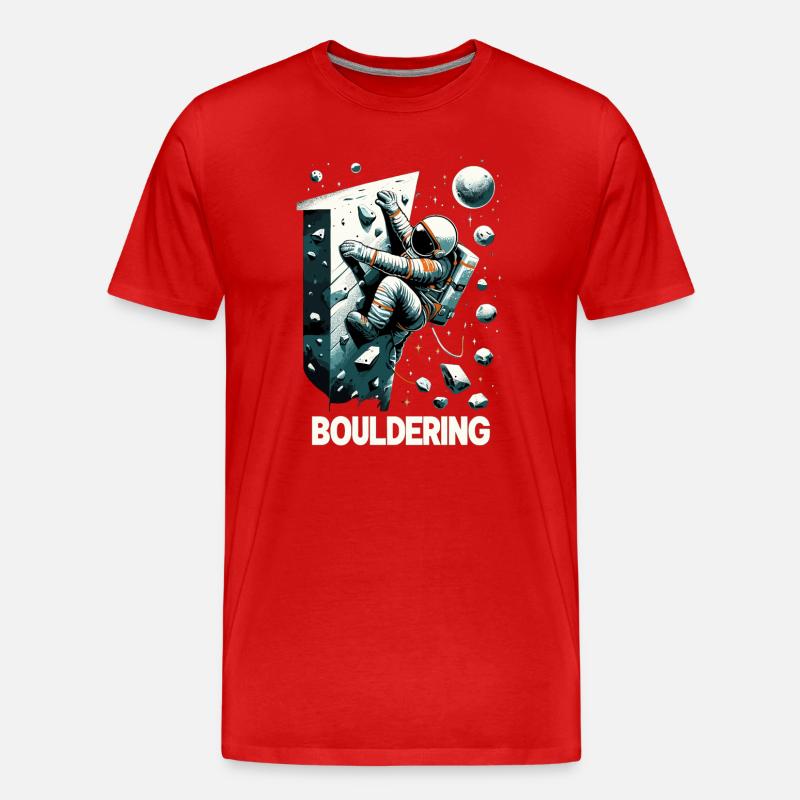 Bouldern Astronaut Raumfahrer Geschenk - Männer Premium Bio T-Shirt - Rot