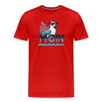 Moin - Allemagne du Nord, bas allemand avec une mouette fraîche - T-shirt bio Premium Homme - rouge - Devant - Damien (186cm)