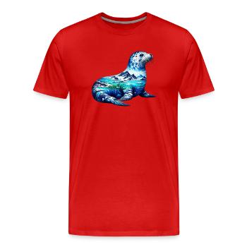 Phoque - T-shirt bio Premium Homme - rouge - Devant - Damien (186cm)