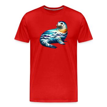Phoque - T-shirt bio Premium Homme - rouge - Devant - Damien (186cm)