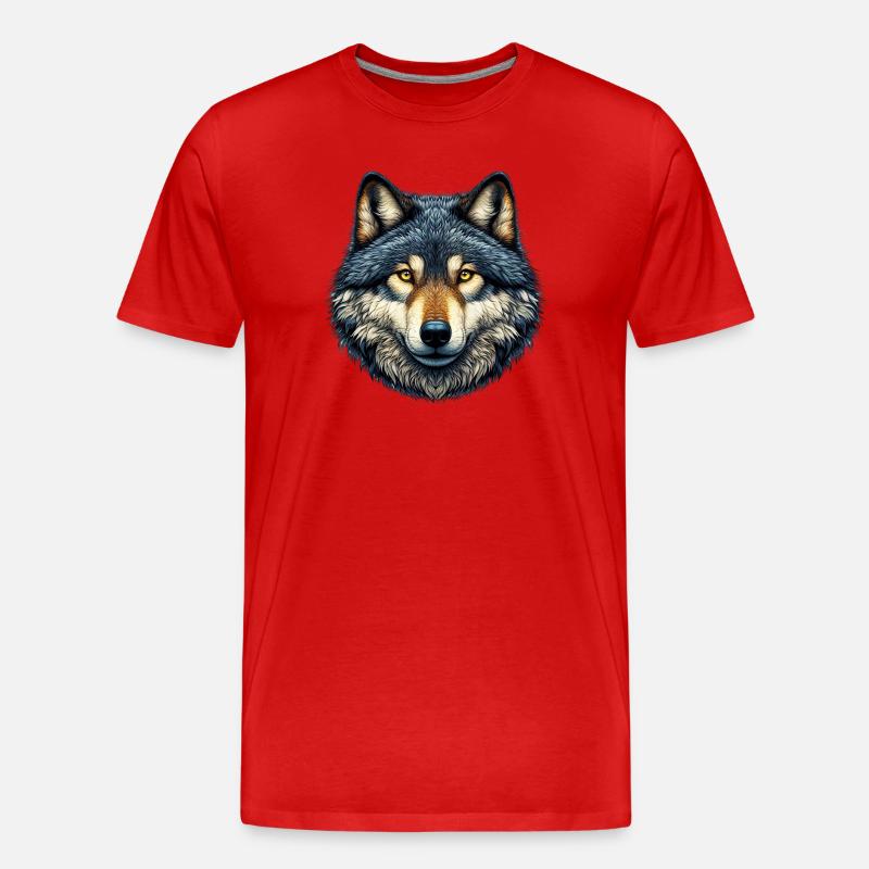 Wolf - Männer Premium Bio T-Shirt - Rot
