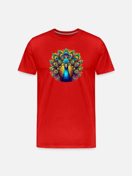 Peacock - Men's Premium Organic T-Shirt - red