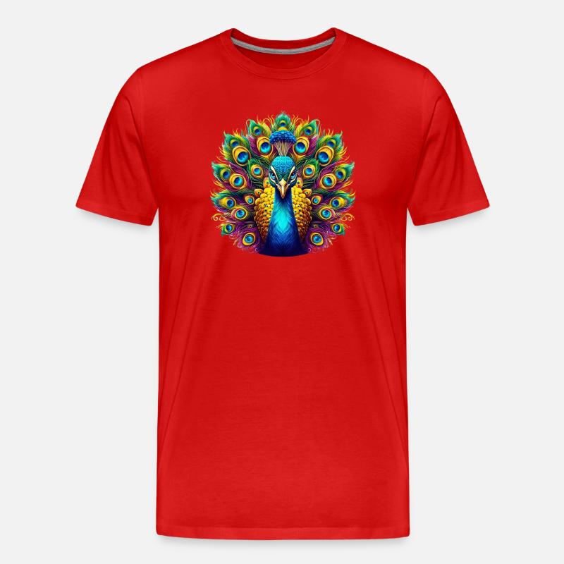 Pfau - Männer Premium Bio T-Shirt - Rot