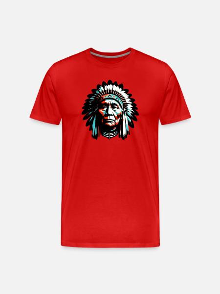 Amérindien Américain - T-shirt bio Premium Homme - rouge