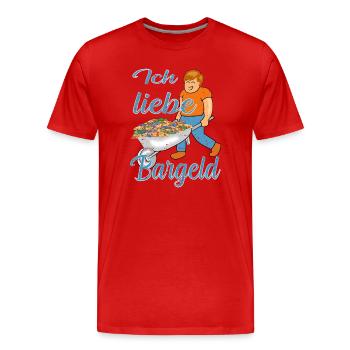 Bargeld Geld - Männer Premium Bio T-Shirt - Rot - Vorne - Damien (186cm)