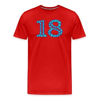 18. 18 ANS. 18e ANNIVERSAIRE. ANNIVERSAIRE 18 ANS. - T-shirt bio Premium Homme - rouge - Devant - Damien (186cm)