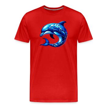 Delfin - Männer Premium Bio T-Shirt - Rot - Vorne - Damien (186cm)