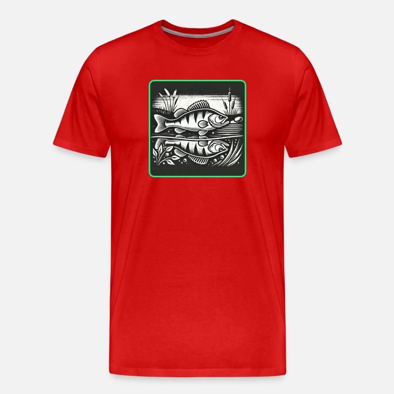 Perch predatory fish design - Men's Premium Organic T-Shirt - red