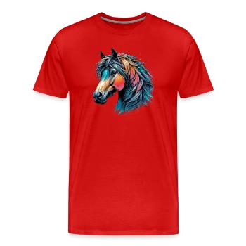 Pferd - Männer Premium Bio T-Shirt - Rot - Vorne - Damien (186cm)
