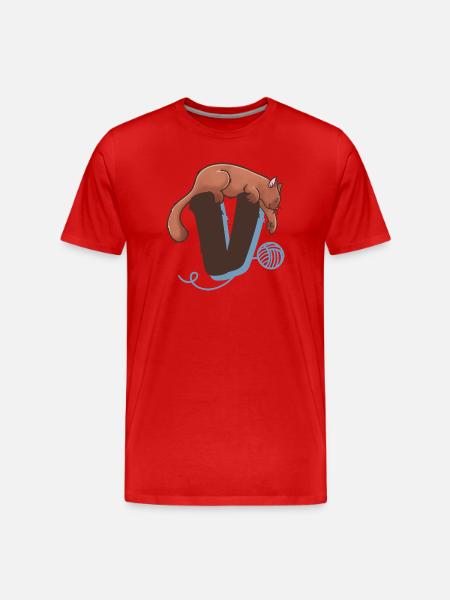 Lettre V Cat - T-shirt bio Premium Homme - rouge