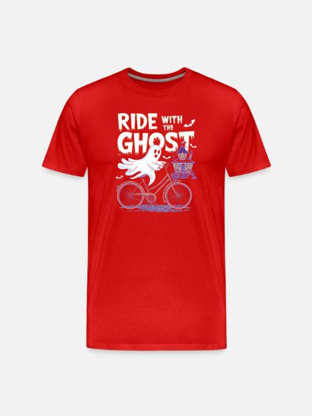 Ghostly Bicycle Ride Halloween Design - Men's Premium Organic T-Shirt - red