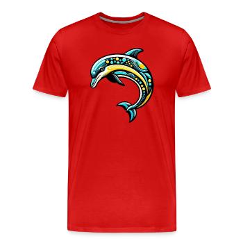 Delfin - Männer Premium Bio T-Shirt - Rot - Vorne - Damien (186cm)