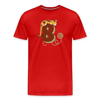 Cat Number 8 - Men's Premium Organic T-Shirt - red - Front - Damien (186cm)