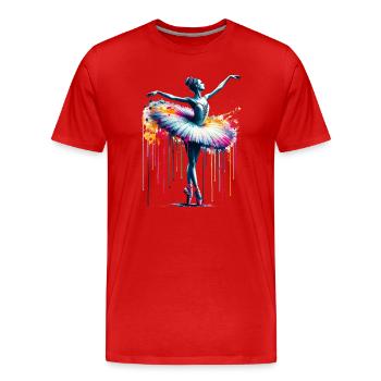 Balletttänzerin mit Tutu - Männer Premium Bio T-Shirt - Rot - Vorne - Damien (186cm)