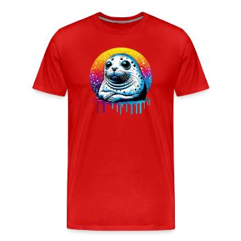 Phoque - T-shirt bio Premium Homme - rouge - Devant - Damien (186cm)