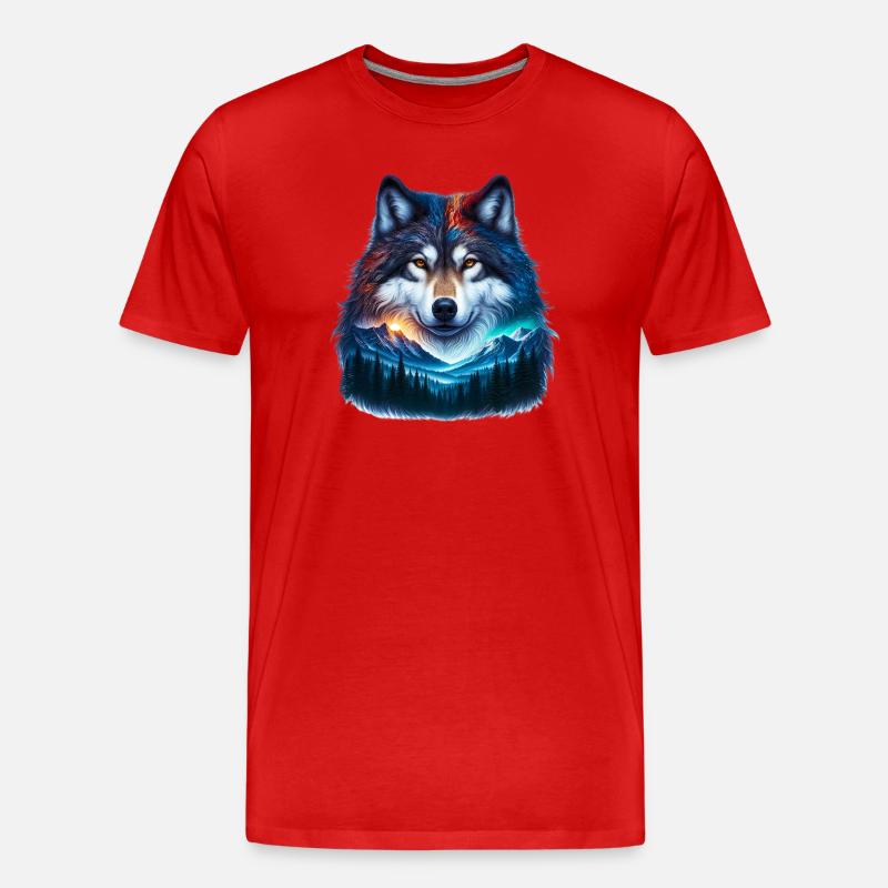 Wolf - Männer Premium Bio T-Shirt - Rot