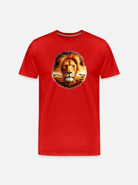 Lion - Men's Premium Organic T-Shirt - red
