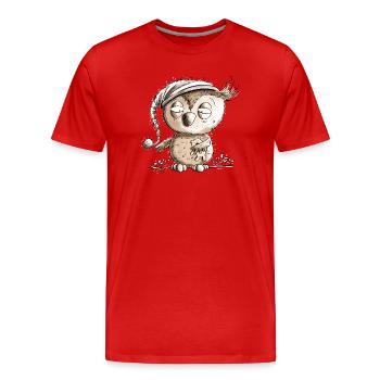 Kleine Nachteule Eule - Männer Premium Bio T-Shirt - Rot - Vorne - Damien (186cm)